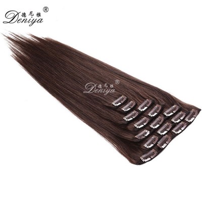 Deniya High Grade Factory Wholesales 7 Piece Clips in Human Hair Extension