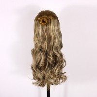 2020 New Fashion Highlighted Color Blonde and Brunette 5 Clips Synthetic One Piece Clip in Extension Hair