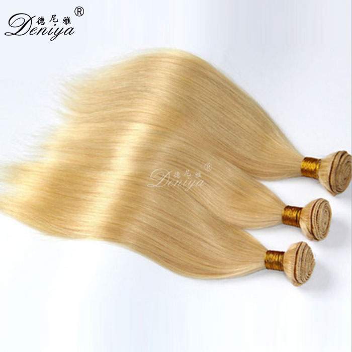 8"-32" European blonde virgin Hair weft unprocessed straight hair weaves