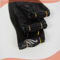 2016 hot selling wholesale double drawn virgin remy human hair extention 100g clip in