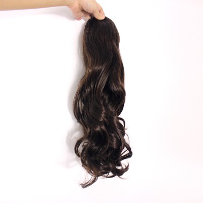 2020 New Fashion Mocha Brown Color 5 Clips in Synthetic Hair Extension One Piece Curly Clip in